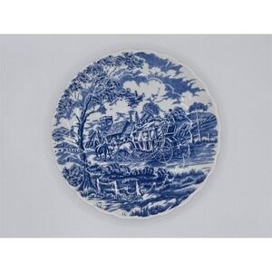 Vintage Royal Wessex England Blue Cottage Saucer Statecoach